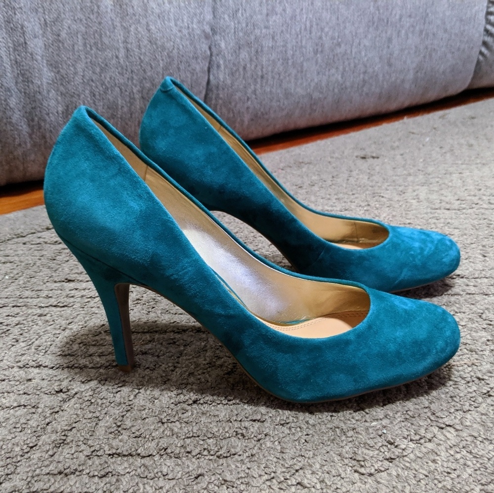 Jessica Simpson Teal Oscar Suede Heels - Size 10